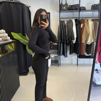 Zr Model Paçası Kesik Yüksek Bel Jean Siyah