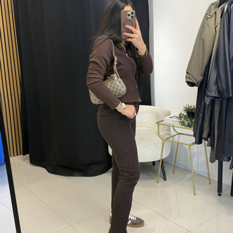 Zr Model Paçası Kesik Acı Kahve Jean
