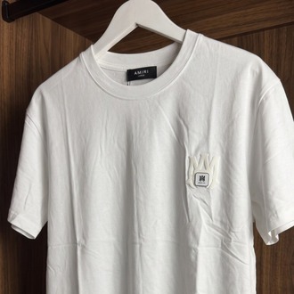 Amiri ™ Premium Metal Logo Beyaz T-shirt