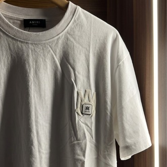 Amiri ™ Premium Metal Logo Beyaz T-shirt