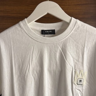 Amiri ™ Premium Metal Logo Beyaz T-shirt