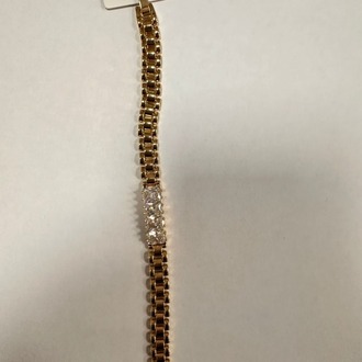 Xuping Zirkon Baget Taşlı Kuyumcu Model 14K Altın Kaplama Kararmaz VIP Bileklik 18 + 1 Cm
