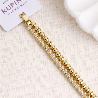 Xuping 14K 17+2 cm İkili Yuvarlak Taşlı Kadın Bileklik Kadın Karamaz Bileklik Xuping Bileklik