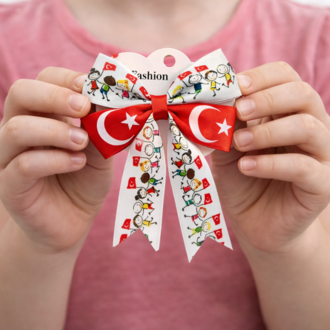 23 Nisan Özel Kız Çocuk Saç Tokası – Türk Bayraklı Fiyonk Toka
