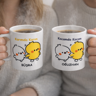 Kişiye Özel Karımda Karım – Kocamda Kocam Çift Kupa Bardak Seti