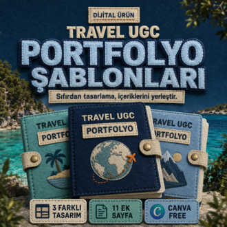 Travel UGC Portfolyo Şablonları | 3 Canva Tasarımı + Ek Sayfalar
