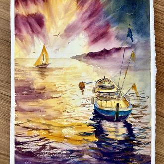 As the Sun Sets, 38x28 cm