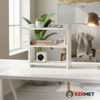 KermetHome Masa Üstü Kitaplık Rafı Ve Çok Amaçlı Mini Raflı Masa Üstü Dolap