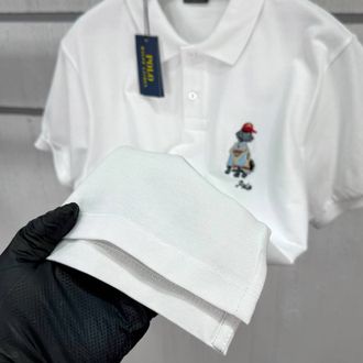 POLO RALPH LAUREN DOG NAKIŞ İŞLEMELİ PAMUK PİKE KUMAŞ POLO YAKA
