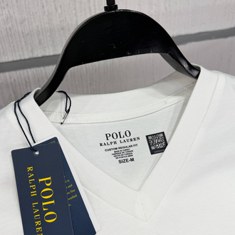 POLO RALPH LAUREN V YAKA PAMUK KUMAŞ TSHIRT İMZA MİDİLLİ NAKIŞ ORJ SERİES