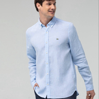 LACOSTE KETEN GÖMLEK TİMSAH NAKIŞ İŞLEMELİ RAHAT KALIP