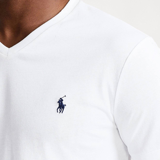POLO RALPH LAUREN V YAKA PAMUK KUMAŞ TSHIRT İMZA MİDİLLİ NAKIŞ ORJ SERİES