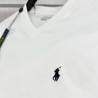 POLO RALPH LAUREN V YAKA PAMUK KUMAŞ TSHIRT İMZA MİDİLLİ NAKIŞ ORJ SERİES
