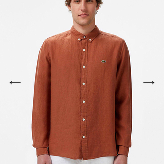 LACOSTE KETEN GÖMLEK TİMSAH NAKIŞ İŞLEMELİ RAHAT KALIP