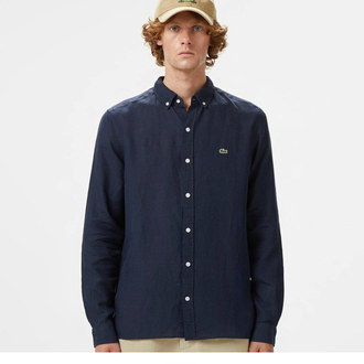 LACOSTE KETEN GÖMLEK TİMSAH NAKIŞ İŞLEMELİ RAHAT KALIP