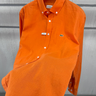 LACOSTE KETEN GÖMLEK TİMSAH NAKIŞ İŞLEMELİ RAHAT KALIP