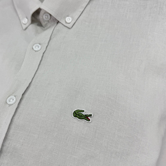 LACOSTE KETEN GÖMLEK TİMSAH NAKIŞ İŞLEMELİ RAHAT KALIP