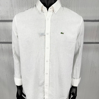 LACOSTE KETEN GÖMLEK TİMSAH NAKIŞ İŞLEMELİ RAHAT KALIP 