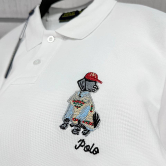 POLO RALPH LAUREN DOG NAKIŞ İŞLEMELİ PAMUK PİKE KUMAŞ POLO YAKA