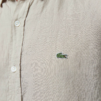 LACOSTE KETEN GÖMLEK TİMSAH NAKIŞ İŞLEMELİ RAHAT KALIP