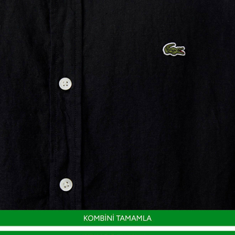 LACOSTE KETEN GÖMLEK TİMSAH NAKIŞ İŞLEMELİ RAHAT KALIP