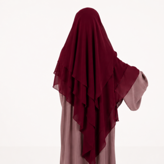 KHİMAR UZUN SUFLE (BORDO)