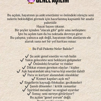 GENEL AÇILIM (Aşk + Para + Kariyer Genel Bakış)