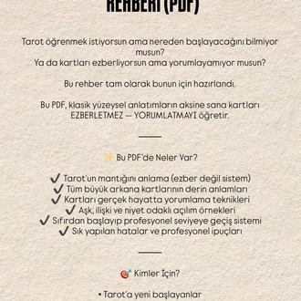 TAROT ÖĞREN | KENDİ AÇILIMINI YAP REHBERİ (PDF) 