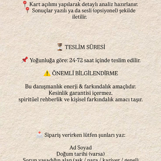 NAZAR / NEGATİF ENERJİ ANALİZİ (Tarot / Katina Destekli)