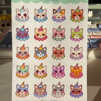 cat moods sticker sheet