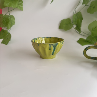 Lime Garden Seramik Set – El Yapımı Kupa, Kase & Tabak