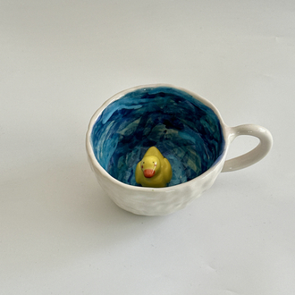 İçinde Ördek Figürlü El Yapımı Seramik Bardak | Duck Mug |  |ön sipariş|