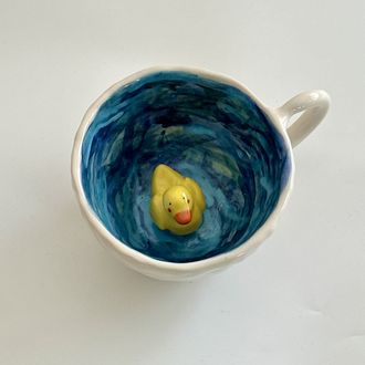 İçinde Ördek Figürlü El Yapımı Seramik Bardak | Duck Mug |  |ön sipariş|