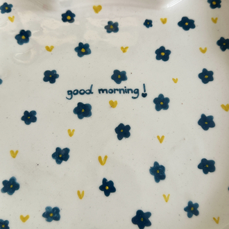 Good Morning Kedi Tabağı – El Yapımı Seramik Servis Tabağı