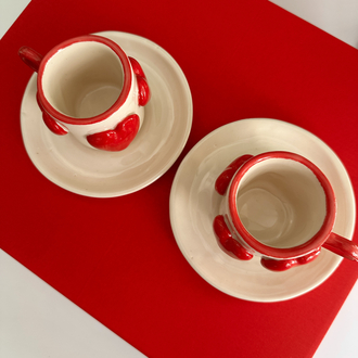 Kalpli El Yapımı Türk Kahvesi Fincanı Seti | Romantic Gift