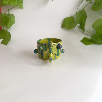 Lime Garden Seramik Set – El Yapımı Kupa, Kase & Tabak