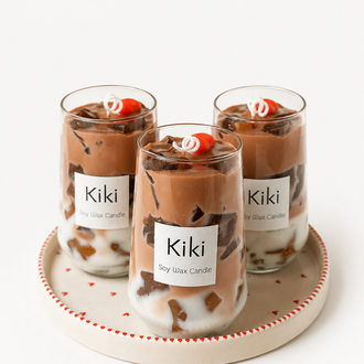 Buzlu Mocha Latte Görünümlü El Yapımı Soya Mum | Dekoratif Kokulu Mum | Kiki Candle