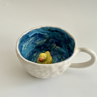 İçinde Ördek Figürlü El Yapımı Seramik Bardak | Duck Mug |  |ön sipariş|