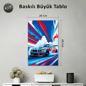BMW M3 Drift Soyut Sanat — Baskılı Büyük Tablo (40x28 cm)