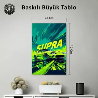Toyota Supra Neon Yellow Abstract — Baskılı Büyük Tablo (40x28 cm)