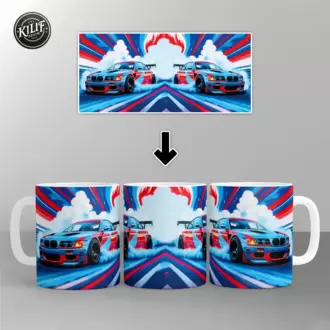 BMW M3 Drift Soyut Sanat — Baskılı Kupa Bardak