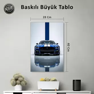 Ford Mustang Shelby Mavi Şeritli — Baskılı Büyük Tablo (40x28 cm)