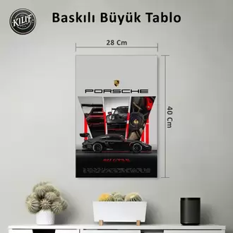 Porsche 911 GT3 R Collage Tasarım — Baskılı Büyük Tablo (40x28 cm)