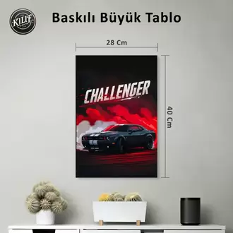 Dodge Challenger Red Smoke — Baskılı Büyük Tablo (40x28 cm)