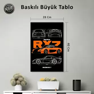 Mazda RX-7 VeilSide Teknik Çizim — Baskılı Büyük Tablo (40x28 cm)