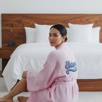 Pink muslin kimono
