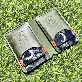 Yeşil & Turuncu Pueblo El Yapımı Cüzdan - 4 Kart 2 Nakit Bölmesi - 1.6-1.8mm