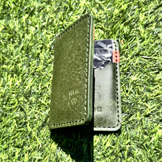 Yeşil & Turuncu Pueblo El Yapımı Cüzdan - 4 Kart 2 Nakit Bölmesi - 1.6-1.8mm