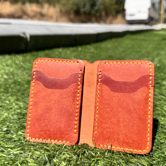 Turuncu Pueblo & Buttero El Yapımı Deri Cüzdan - 4 Kart 2 Nakit Bölmesi - 1.8mm Hakiki Deri