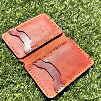 Turuncu Pueblo & Buttero El Yapımı Deri Cüzdan - 4 Kart 2 Nakit Bölmesi - 1.8mm Hakiki Deri